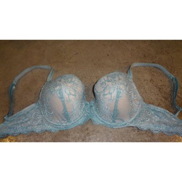 LE MYSTERE Sophie Lace Memory Foam Underwire Bra Blue 30D NEW - Picture 5 of 9